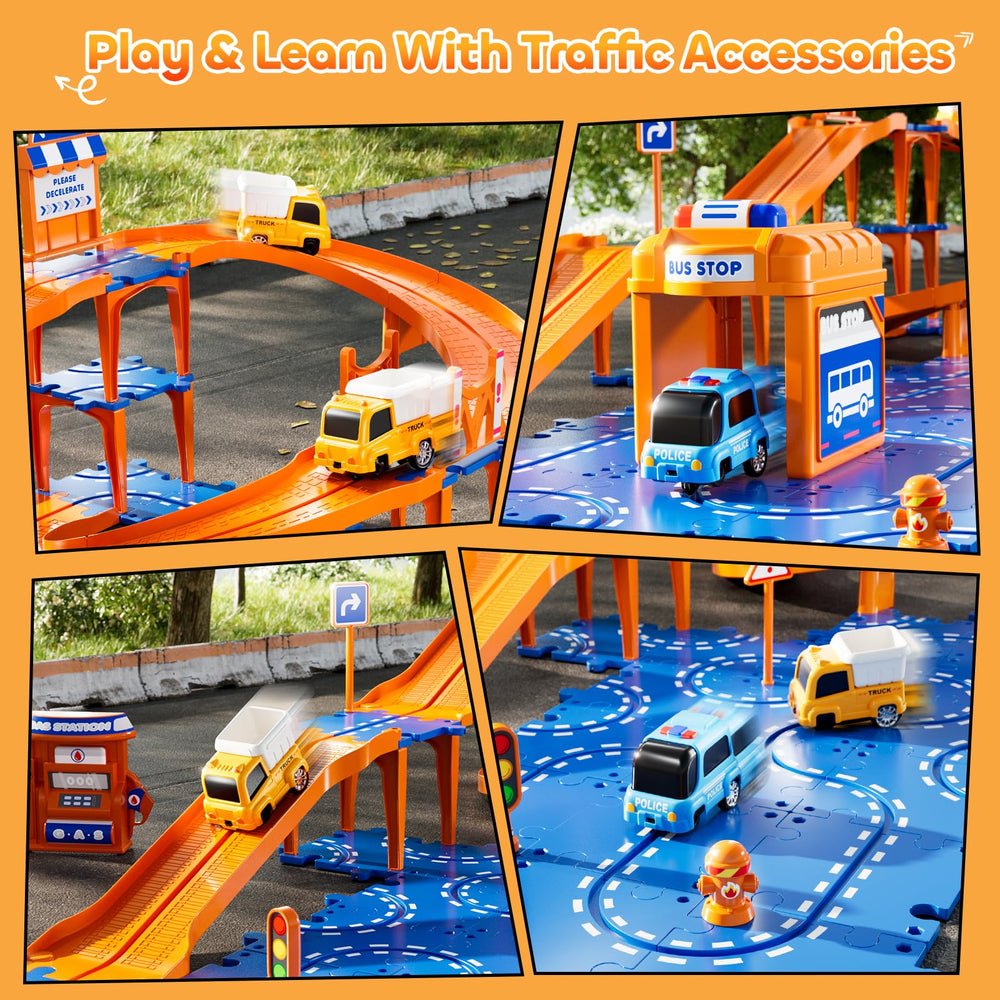 KIZONLY Puzzle Racer overpass image with height variety for multi-level racing.