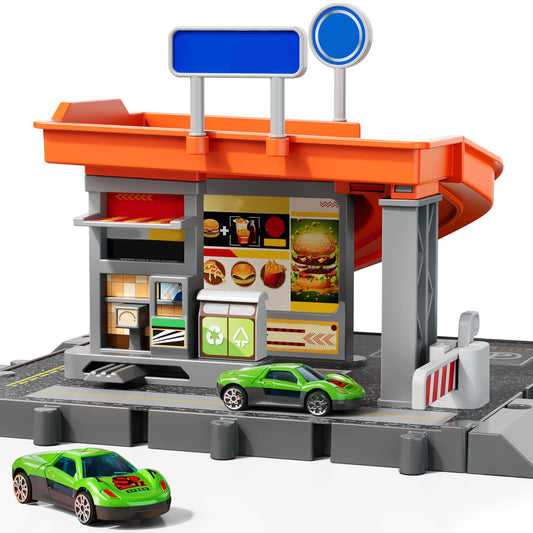 KIZONLY toy cars playset track fosters imaginative driving and storytelling.