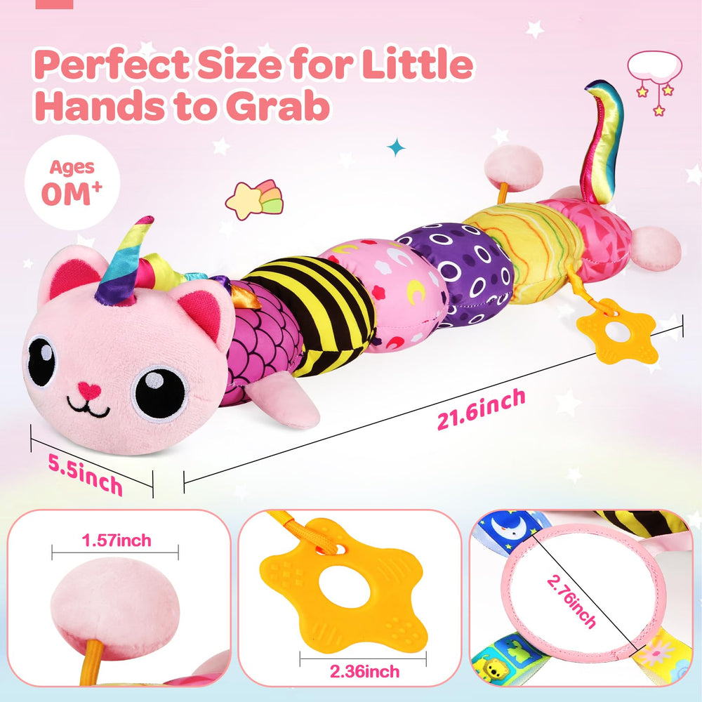 KIZZYEA unicorn-cat toy for safe crib, stroller, and car rides