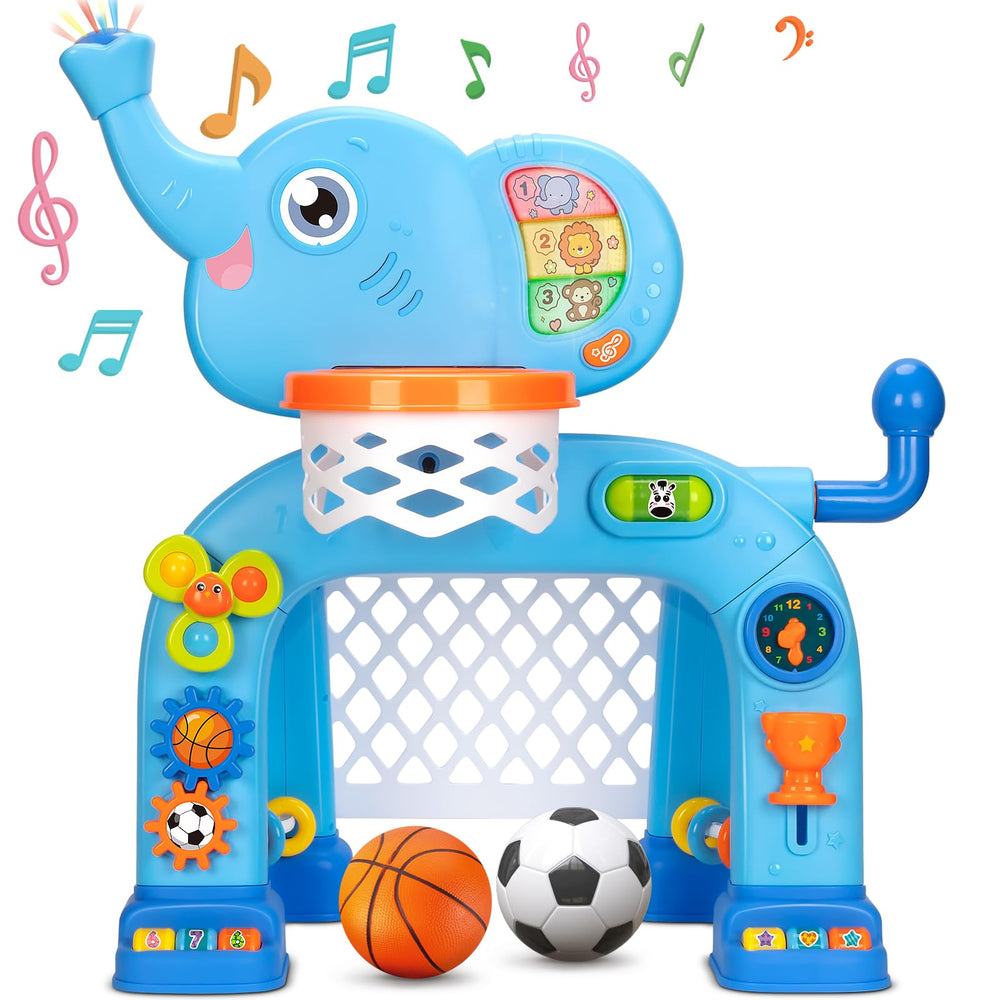 KIZZYEA elephant light-up toy over a basketball hoop for engaging playtime