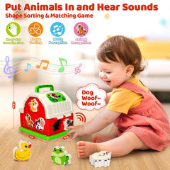 KIZZYEA shape sorting barn assists early color and shape learning.