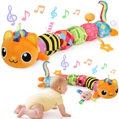 KIZZYEA unicorn cat toy design with rainbow horn, visually engaging for babies.