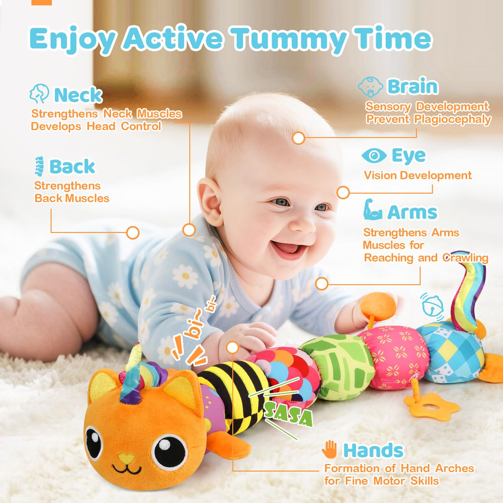 KIZZYEA unicorn cat toy mirror helps baby explore self-recognition during play.