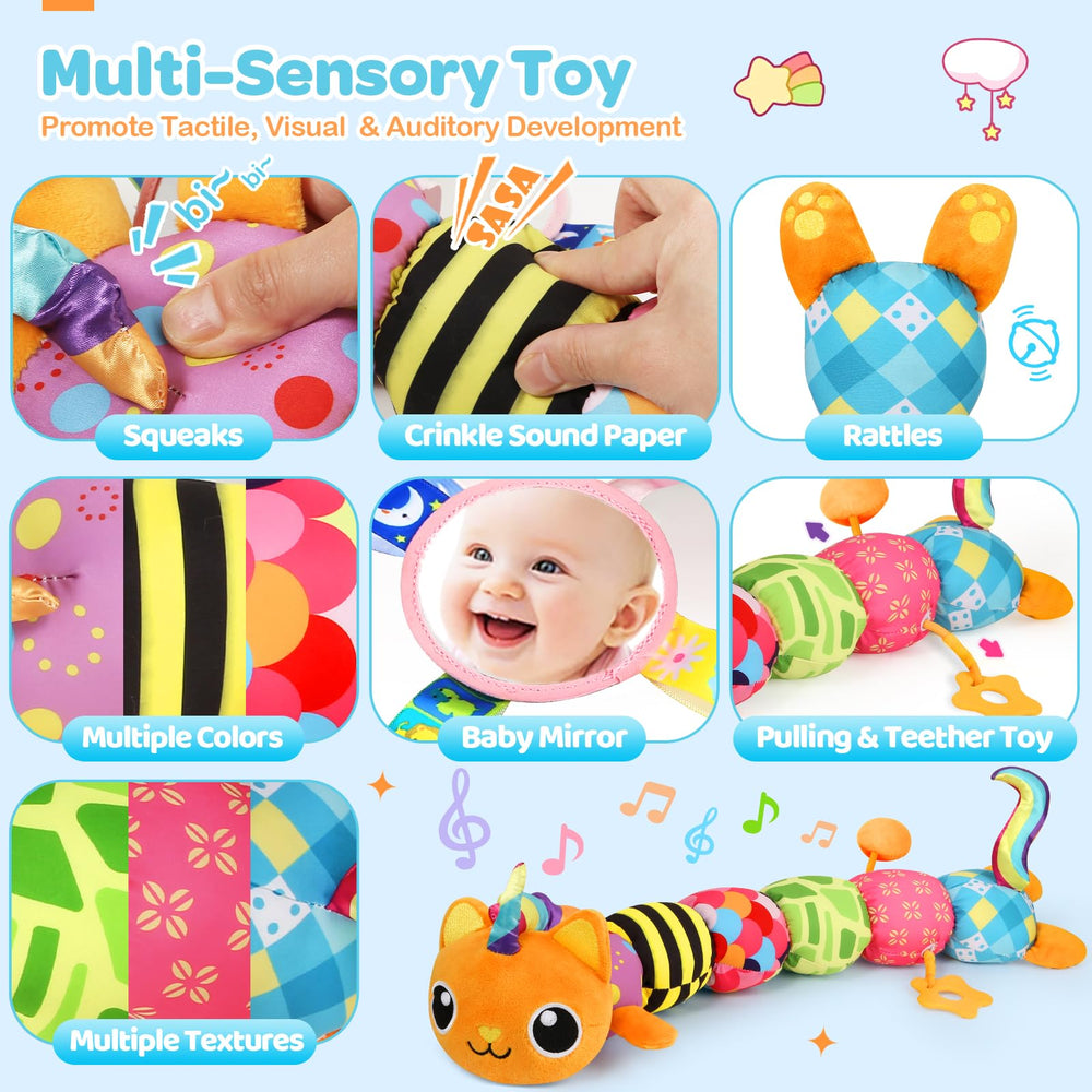 KIZZYEA unicorn cat toy rattle adds auditory interest for baby development.