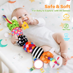 KIZZYEA Unicorn Cat Toy plush provides soft comfort during tummy time and cuddles.