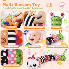 KIZZYEA Unicorn Cat Toy squeak and music soothe babies during playtime.