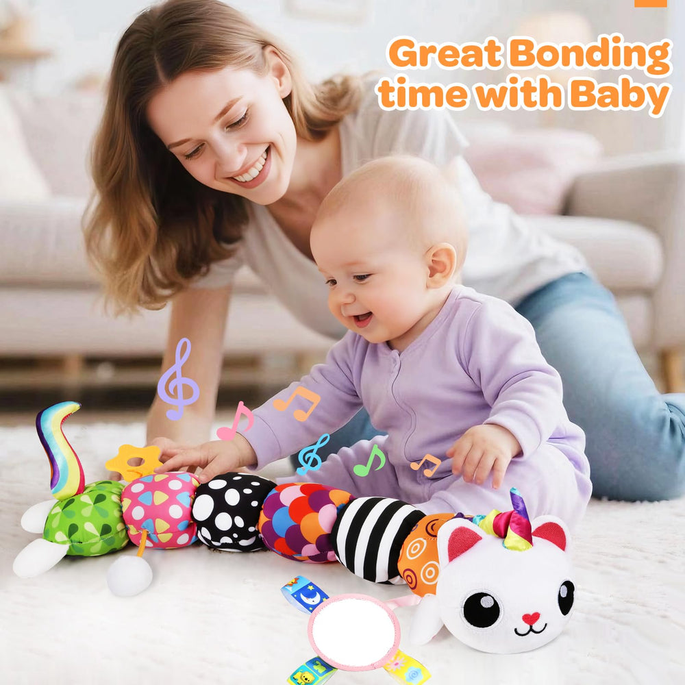 KIZZYEA Unicorn Cat Toy supports tummy time and motor skill practice.