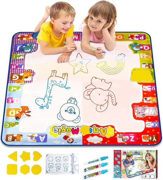 KIZZYEA water doodle mat with neon colors for mess-free creative play.