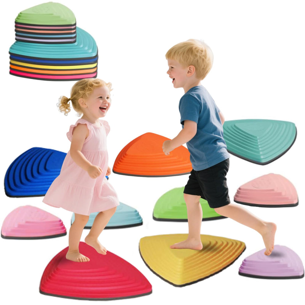 KJR Stepping Stones collection in colors for imaginative balance play indoors or outdoors