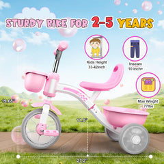 Kkdi Toddler Tricycle EVA wheels for quiet indoor play.
