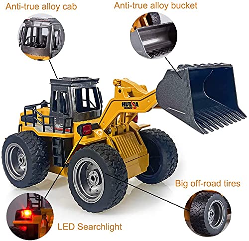 KKNY RC bulldozer 4WD chassis enables smooth movement across varied surfaces.