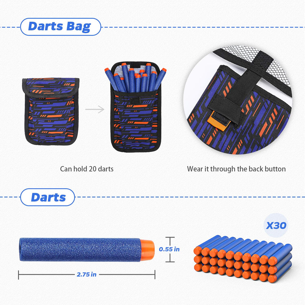 KKONES Kids Tactical Vest Kit wristband showing secure dart storage during play