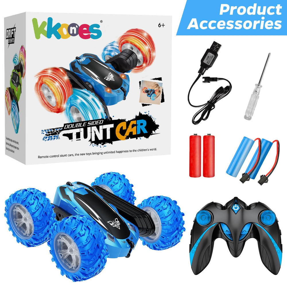 KKONES remote-control car LED headlights boosting visibility during night play