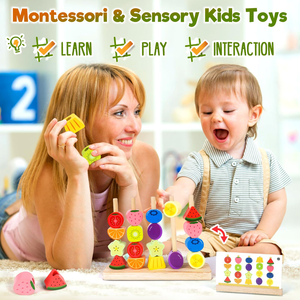 KLAPTOR wooden laces promote threading and fine motor practice.