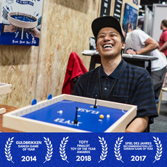 KLASK compact pub-friendly design fits on any table for social play.