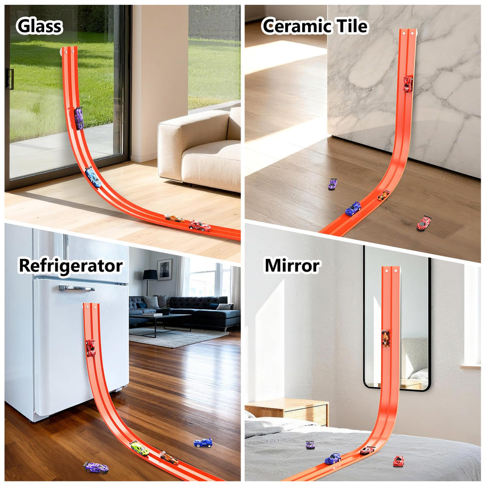 Two-lane Kleikyerel track with Hot Wheels-compatible cars ready for fast races.