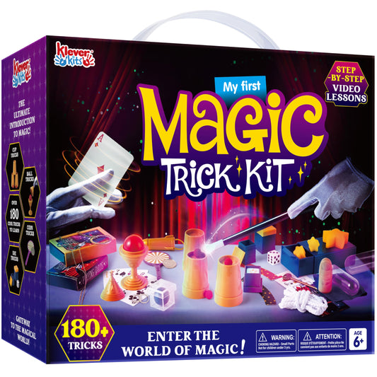Klever Kits 180+ magic set packaging shown for quick beginner setup and show-ready tricks.
