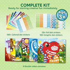 Klever Kits double-sided canvases featuring dinosaurs to inspire storytelling.