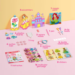 Five crafts—including stickers, necklaces, and window art—for varied play.