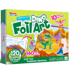 Klever Kits Foil Art Kit contents with sheets and stickers for creative exploration.