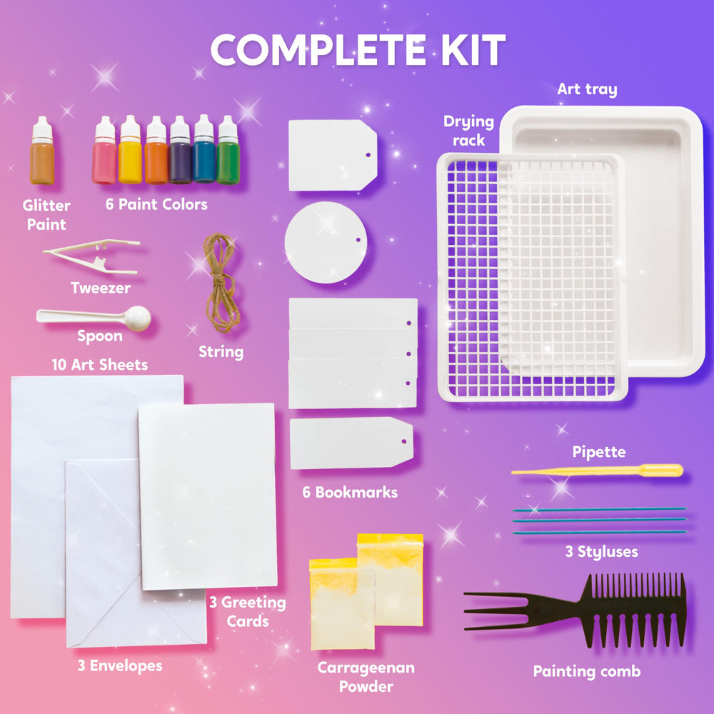 Klever Kits safe, non-toxic materials make marbling fun for kids.