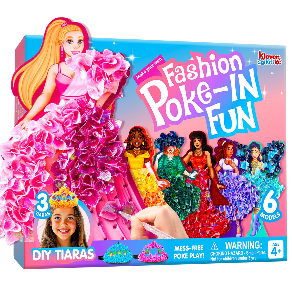 Klever Kits poke-in craft kit shows foam fashion models ready for dress-up play