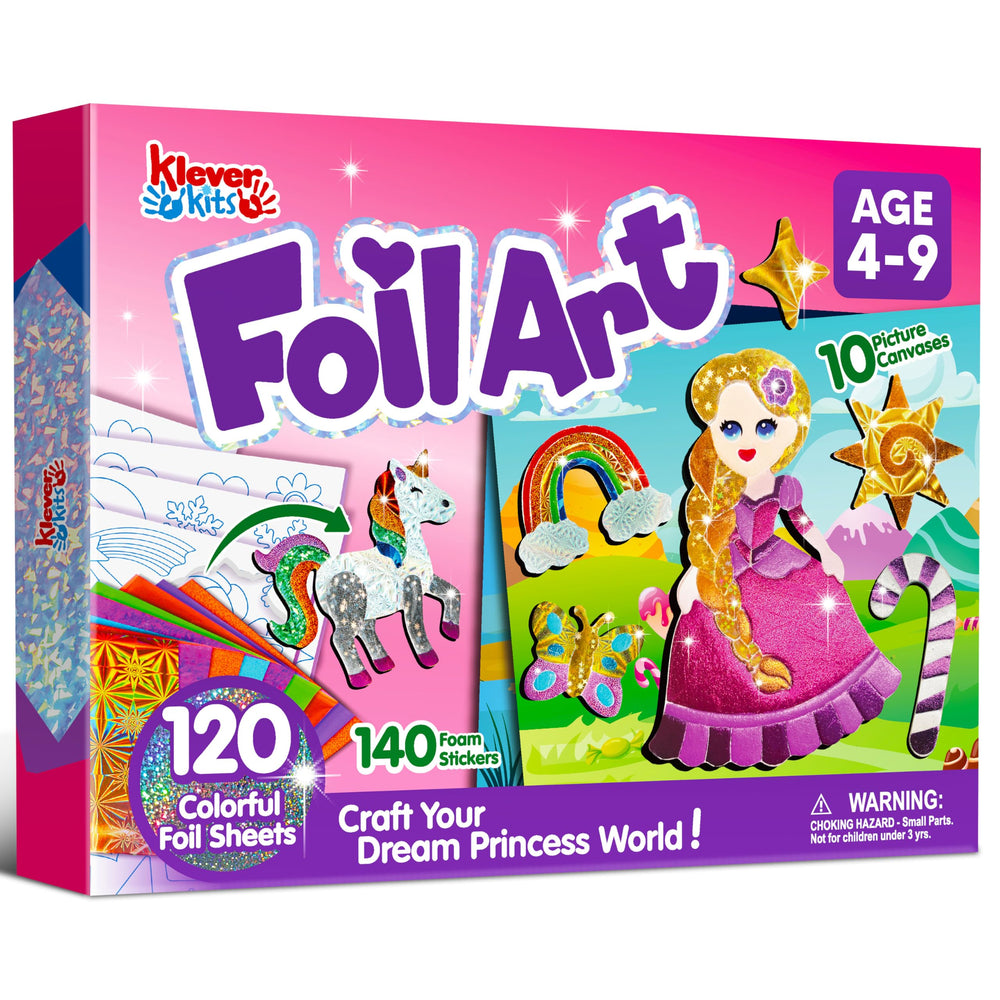 Klever Kits Princess Foil Art Kit pack of supplies for mess-free crafting