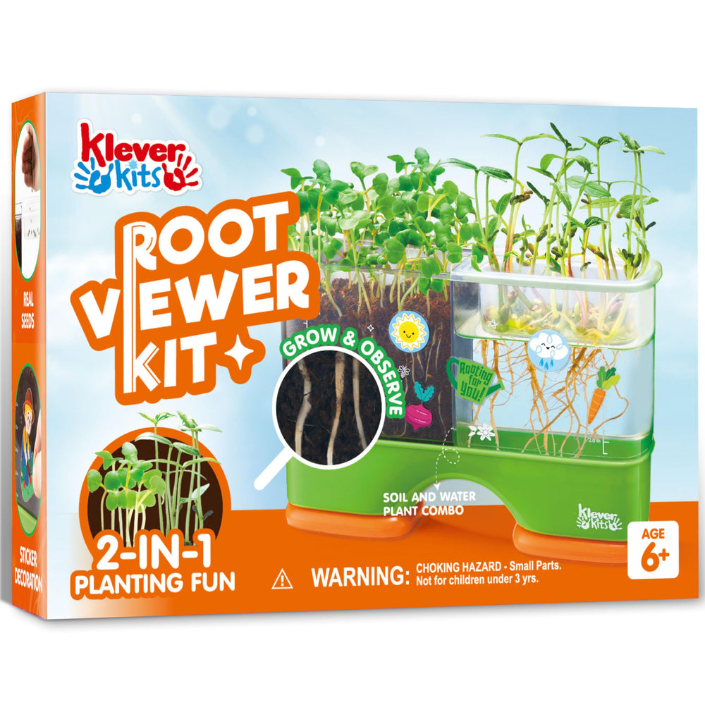Klever Kits root viewer window lets kids observe root growth up close.