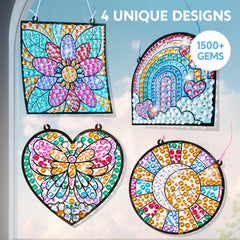 Klever Kits sun heart suncatcher supports precise hand movements during gem painting.