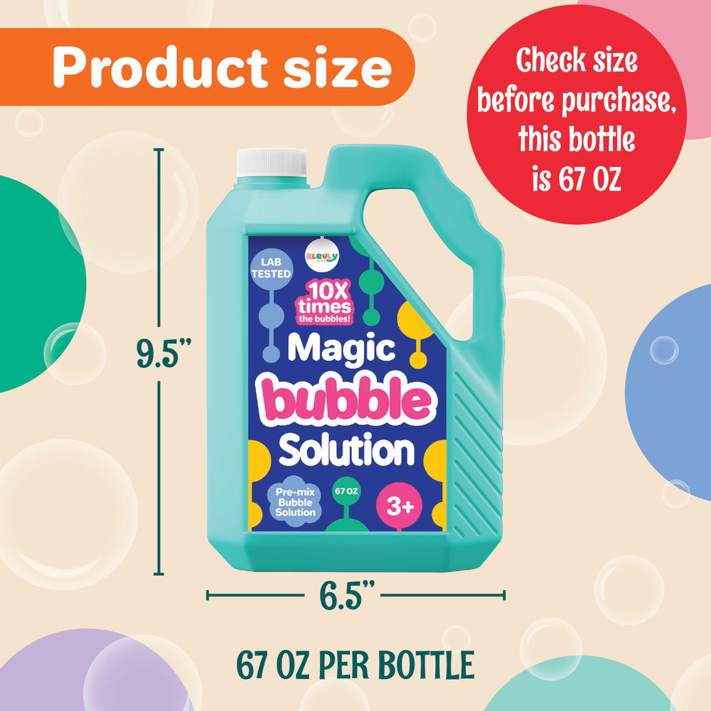 Klevly bubble solution for compatible bubble machines and toys.
