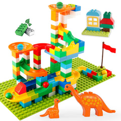 Klobroz Marble Run blocks in a rainbow set, promoting hands-on STEM play and creativity.