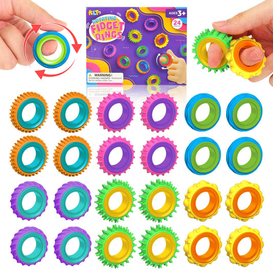 KLT fidget rings 24-pack in hand for quiet, focused play.