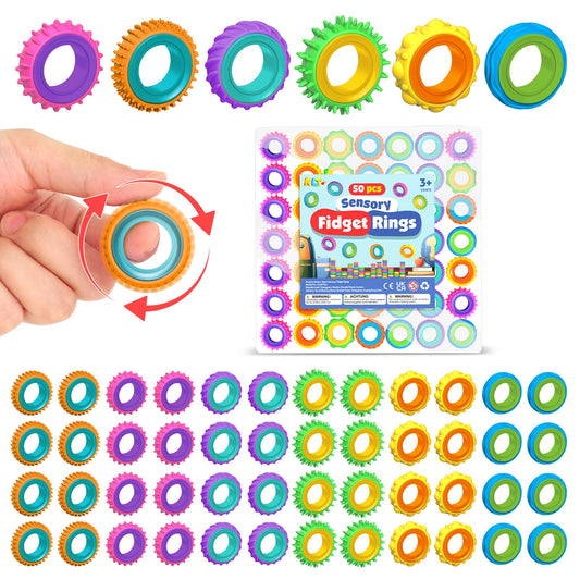 KLT fidget rings multi-color pack offer portable sensory fun for kids.