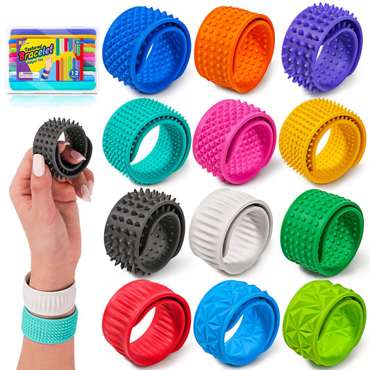 KLT sensory bracelets pack showing varied textures for tactile focus