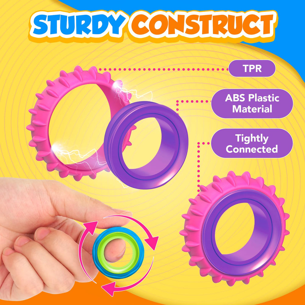 KLT sensory rings with varied textures for tactile exploration.