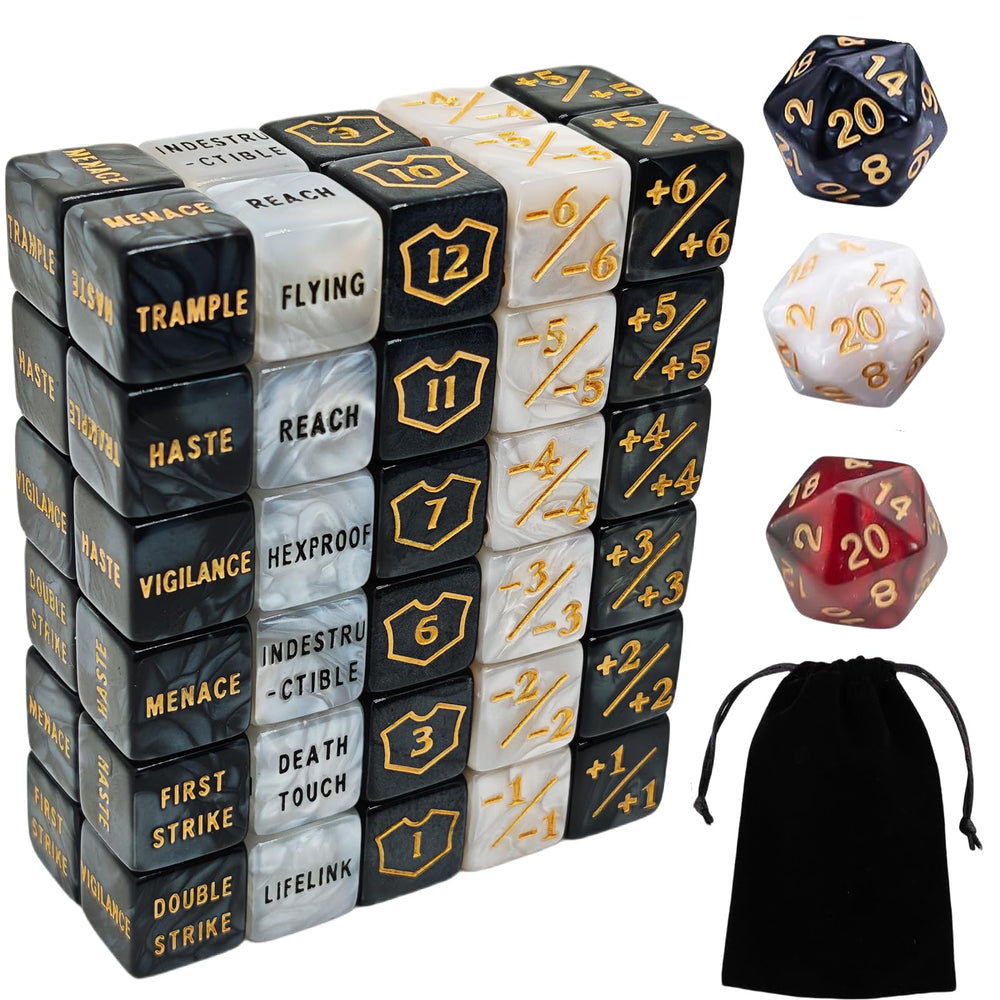 KLURXZGYPTH 63pcs MTG counter dice set in marble, easy for quick references.