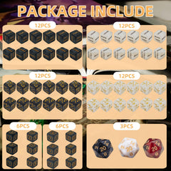 KLURXZGYPTH MTG keyword D6 dice in marble colors aid quick keyword checks.