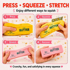 Klysuron hand squeezing yellow squishy to show compression and satisfying crackle sound