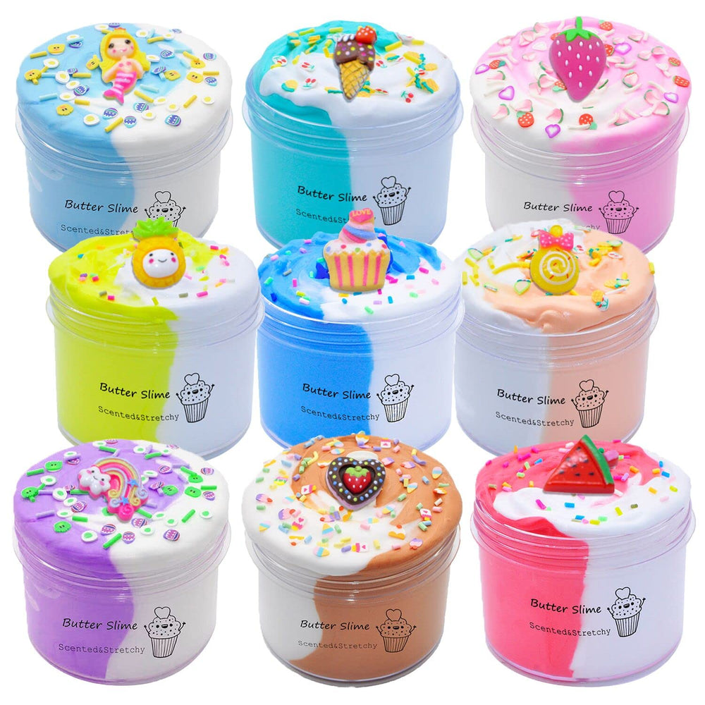 KMBTQRE butter slime kit two-toned, soft and non-sticky for creative play.