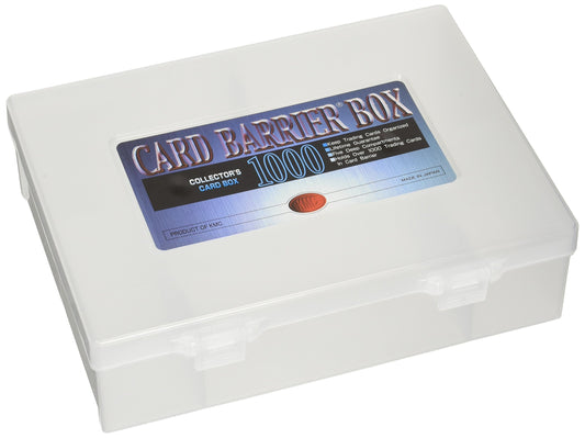 KMC Card Box 1000 front view, showcasing durable sleeves for protected card collections.