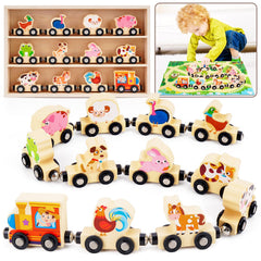 KMTJT Montessori wooden train set in a gift-ready box for easy gifting