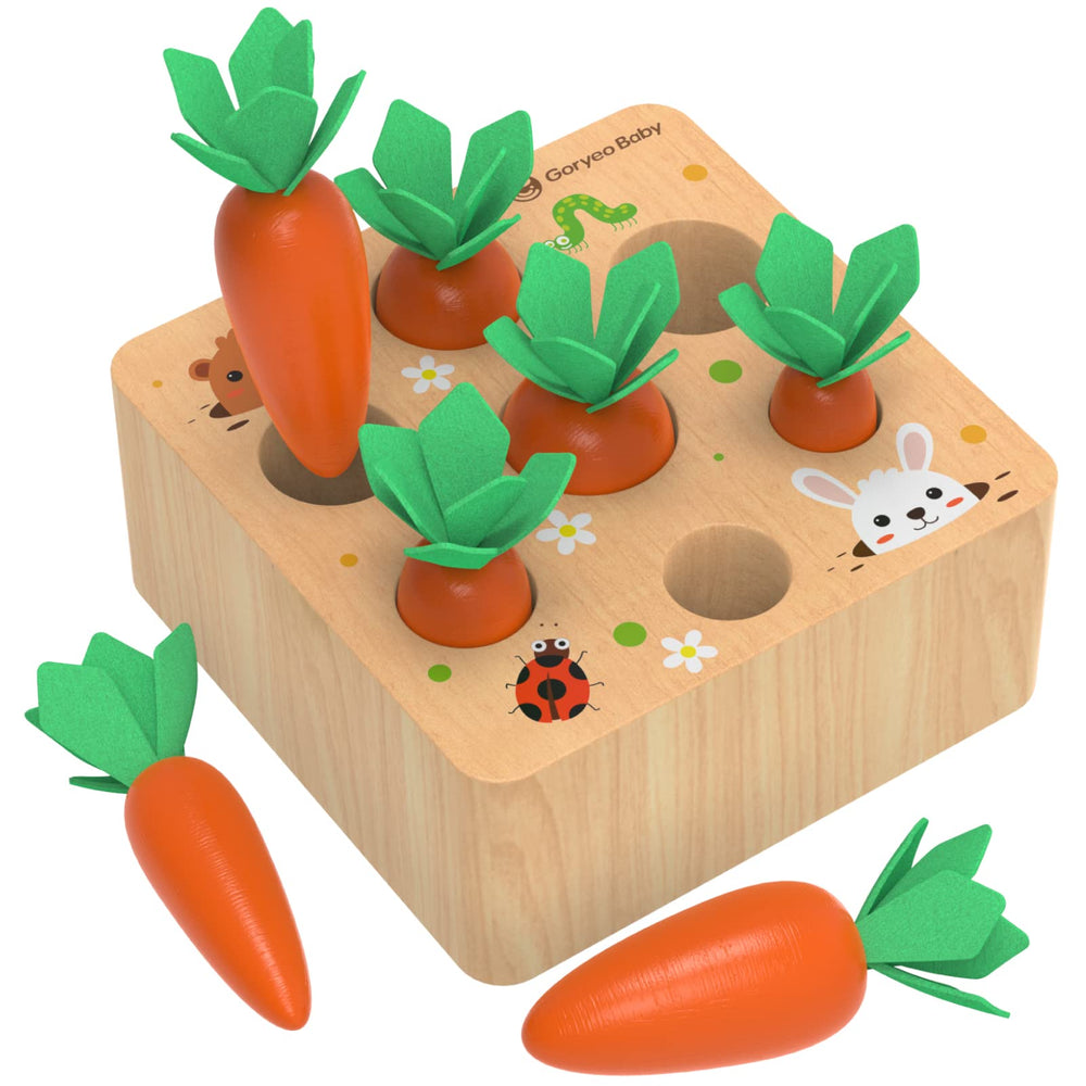 KMTJT carrot harvest game front view with colorful wooden carrots for sorting