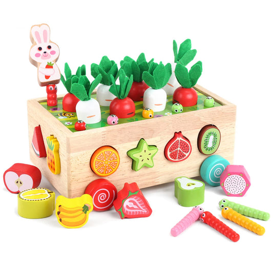 KMTJT Montessori wooden cart with colorful shapes stimulates sorting play