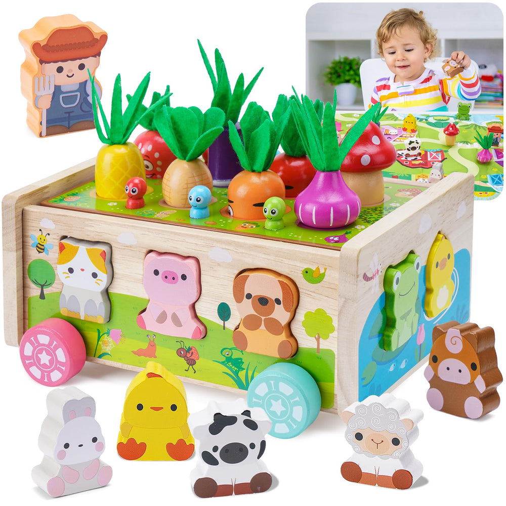 KMTJT Toddler Montessori wooden farm toy base supports imaginative pretend farming