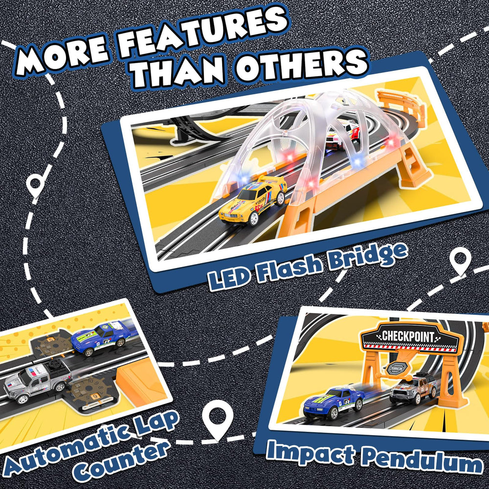 Kmuxilal four-slot cars offer diverse styles for head-to-head races.