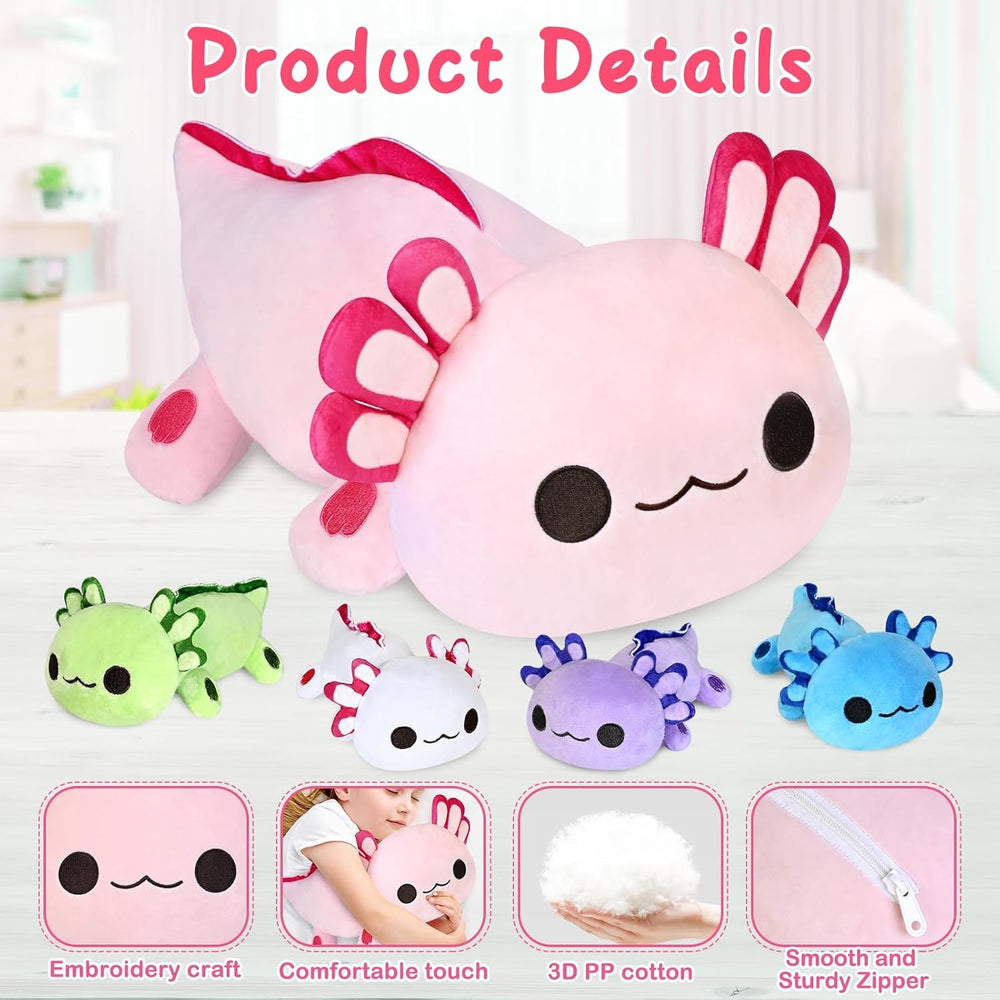 KMUYSL axolotl family plushes in green blue purple and white for storytime