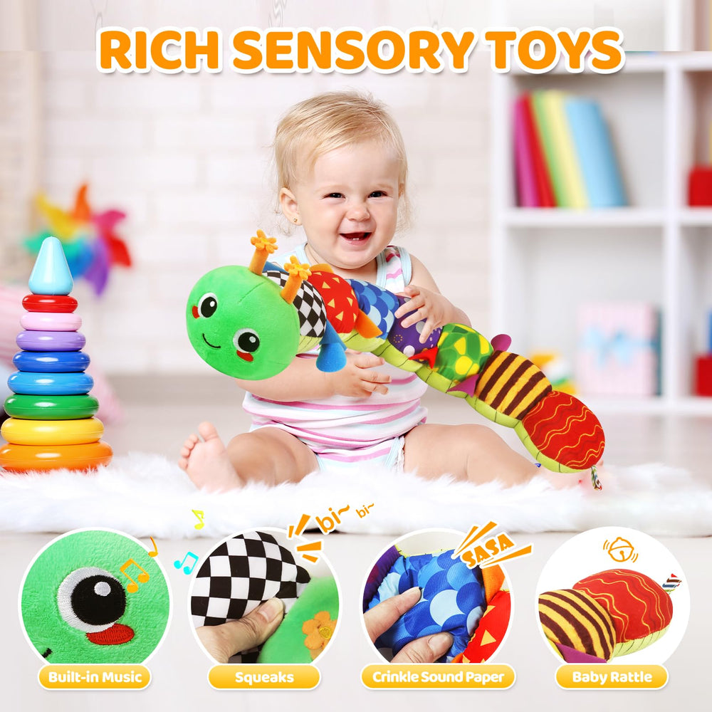 KMUYSL animal plush with eyes-triggered lullaby calms and soothes baby.