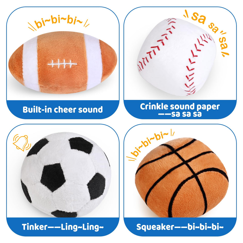 KMUYSL basketball squeaker ball promotes active grasping and sound triggered exploration.