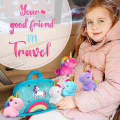 KMUYSL rainbow bag with adjustable strap keeps toys organized and portable.
