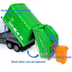 KNACKTOYZ garbage truck RC with lights on for eye-catching nighttime play.